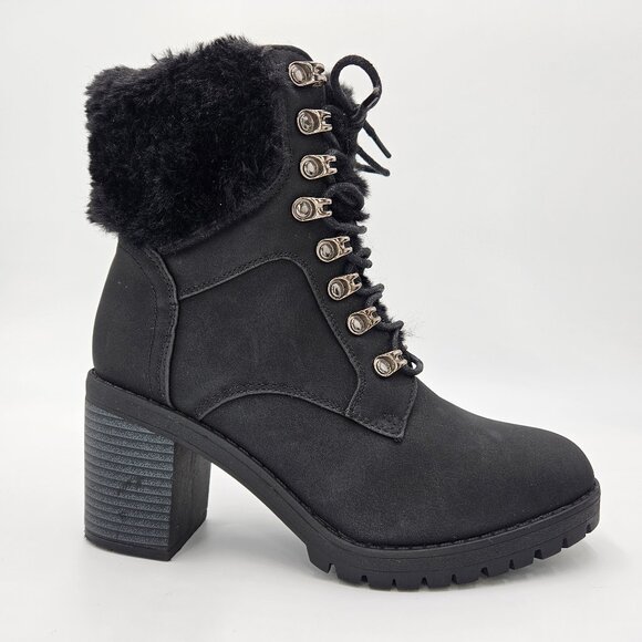 Olivia & Kate Ryder Womens Boot Winter Ankle Heels Lace Up Black Size 8.5 - Picture 2 of 12